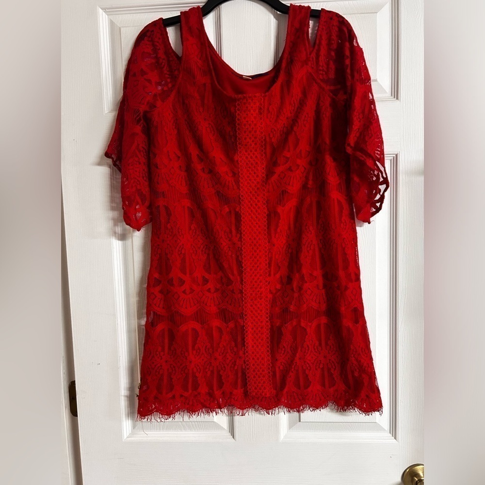 Red Cold Shoulder Dress Francesca’s Boutique